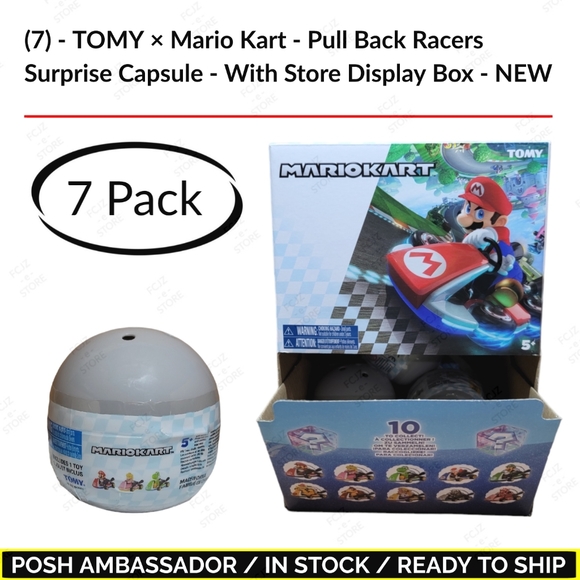 (7) - TOMY × Mario Kart - Pull Back Racers Surprise Capsule - w/ Display Box NEW - Picture 1 of 8